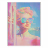 Neon Coastal Beauty mit Sonnenbrille Aufkleber (Vorderseite)