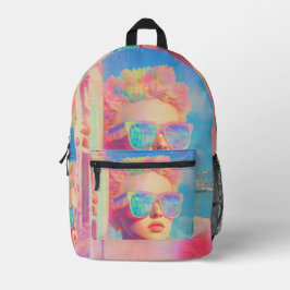 Neon Coastal Beauty mit Sonnenbrille Bedruckter Rucksack