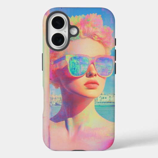 Neon Coastal Beauty mit Sonnenbrille Case-Mate iPhone Hülle (Rückseite)