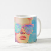 Neon Coastal Beauty mit Sonnenbrille Kaffeetasse (VorderseiteRechts)