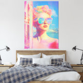Neon Coastal Beauty mit Sonnenbrille Leinwanddruck (Insitu (Schlafzimmer))