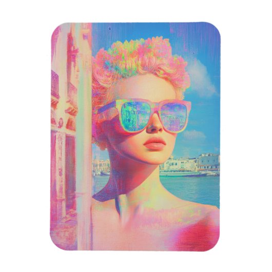 Neon Coastal Beauty mit Sonnenbrille Magnet (Vertikal)