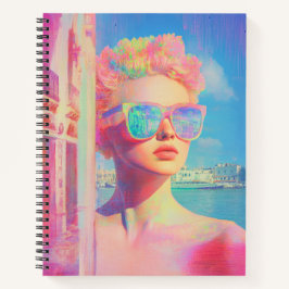 Neon Coastal Beauty mit Sonnenbrille Notizblock