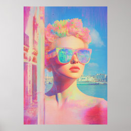 Neon Coastal Beauty mit Sonnenbrille Poster
