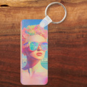 Neon Coastal Beauty mit Sonnenbrille Schlüsselanhänger (Rückseite)