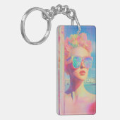 Neon Coastal Beauty mit Sonnenbrille Schlüsselanhänger (Vorderseite links)