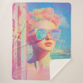 Neon Coastal Beauty mit Sonnenbrille Sherpadecke (Vorderseite)