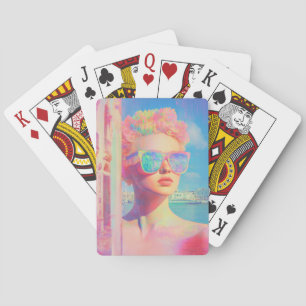 Neon Coastal Beauty mit Sonnenbrille Spielkarten