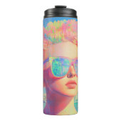 Neon Coastal Beauty mit Sonnenbrille Thermosbecher (Vorderseite)