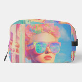Neon Coastal Beauty mit Sonnenbrille Waschbeutel (Rückseite)