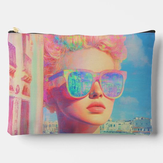 Neon Coastal Beauty mit Sonnenbrille Zubehörtasche (Vorderseite)