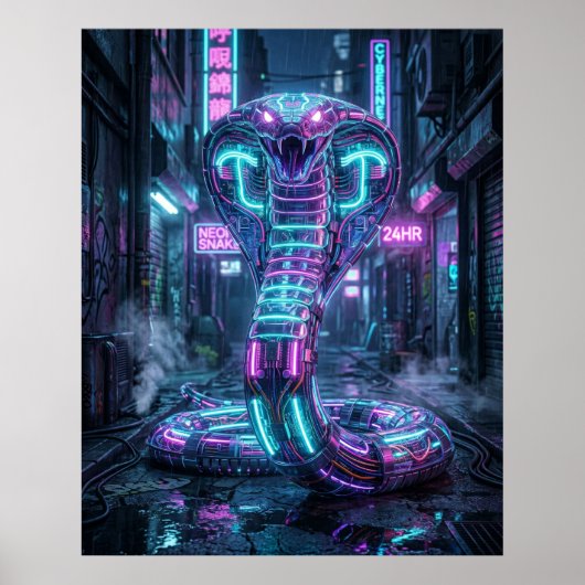 Neon Cobra Cyber Gasse Poster (Vorne)