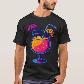 Neon-Cocktail auf Urlaubsmädchen T-Shirt