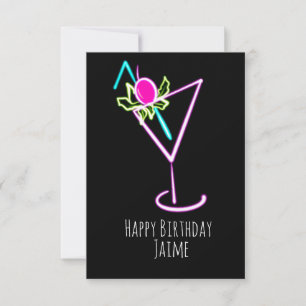 Neon-Cocktail-Getränk-Geburtstagsfeier Schwarz Karte