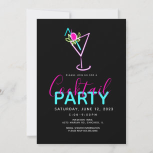 Neon-Cocktail-Moderne-Kunst-Party-Einladung Einladung