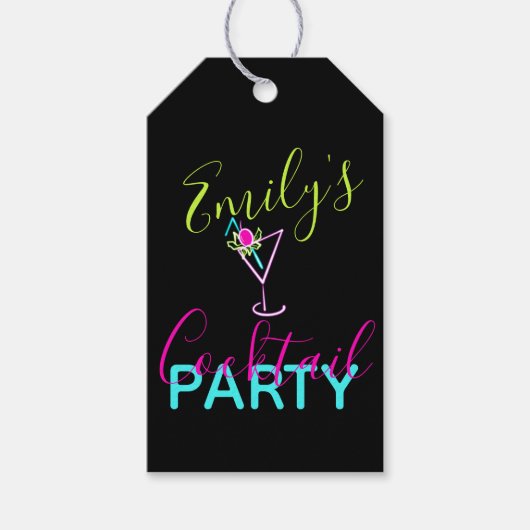 Neon Cocktail Modernes Party Geschenkanhänger (Vorderseite)