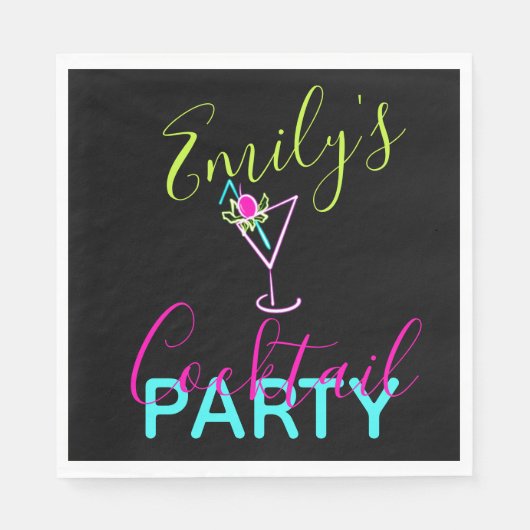 Neon Cocktail Modernes Party Serviette (Vorderseite)