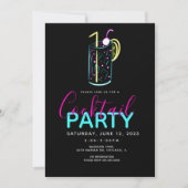 Neon Cocktail Mojito Party Einladung (Vorderseite)