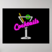 Neon Cocktail-Zeichen Poster (Vorne)