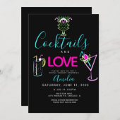 Neon Cocktails Art Bridal Dusche Einladung (Vorne/Hinten)