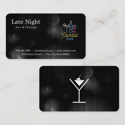Neon Cocktails Logo Visitenkarte (Vorne/Hinten)