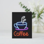 Neon Coffee Sign auf Black Postkarte (Stehend Vorderseite)