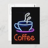 Neon Coffee Sign auf Black Postkarte (Vorne/Hinten)