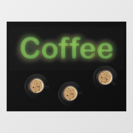 Neon Coffee Signierung Three Cups Window Sign Fensteraufkleber (Blatt)