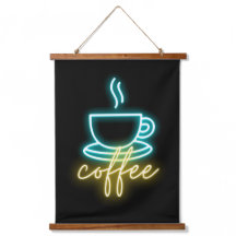 Neon Coffee Symbol & Text