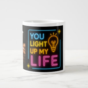 Neon Coffee Vibes Glühende Typografie Schwarze T Jumbo-Tasse