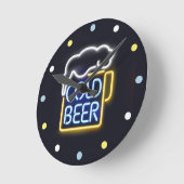 Neon Cold Beer Mancave Bar Den Wall Clock Runde Wanduhr (Winkel)