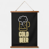 Neon Cold Beer Tasse Wandteppich Mit Holzrahmen (Vorderseite)