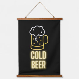 Neon Cold Beer Tasse Wandteppich Mit Holzrahmen