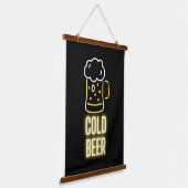 Neon Cold Beer Tasse Wandteppich Mit Holzrahmen (Gewinkelt)