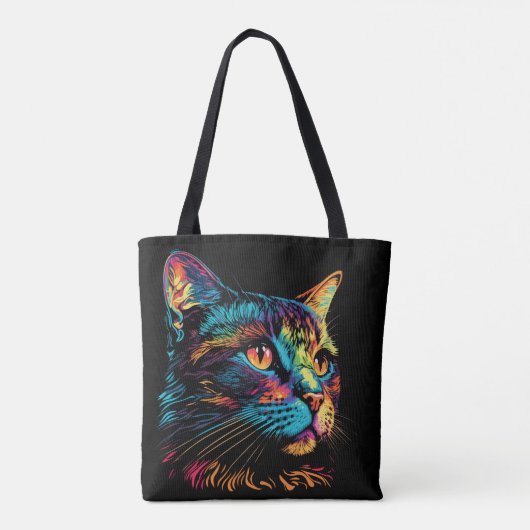 Neon Color Cat Face Tasche (Rückseite)