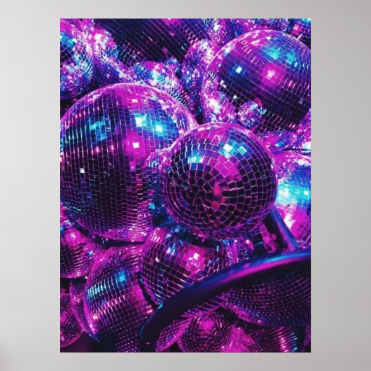 Neon Color Disco Ball Poster (Vorne)