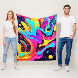 Neon Color Fluid Dreams Fleecedecke