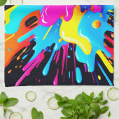 Neon Color Splash Art Geschirrtuch (Gefaltet)