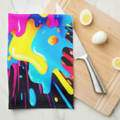 Neon Color Splash Art Geschirrtuch (Viertel Falte)