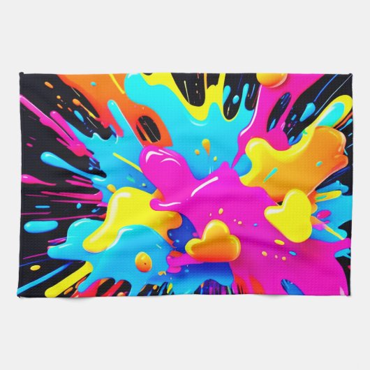Neon Color Splash Art Geschirrtuch (Horizontal)