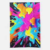 Neon Color Splash Art Geschirrtuch (Vertikal)