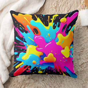 Neon Color Splash Art Kissen