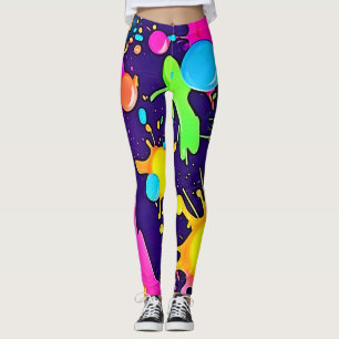 Neon Color Splash Art Leggings