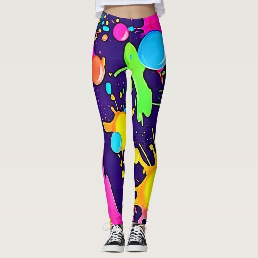Neon Color Splash Art Leggings (Vorderseite)