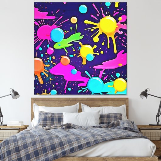 Neon Color Splash Art Leinwanddruck (Insitu (Schlafzimmer))