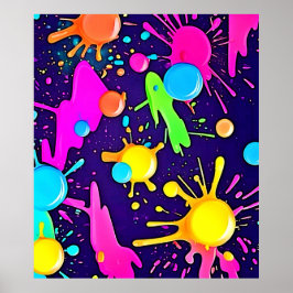 Neon Color Splash Art Poster