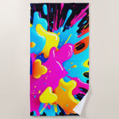 Neon Color Splash Art Strandtuch (Vorderseite)