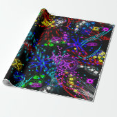 Neon Color Stars Swirl Paint Psychedelic Muster Geschenkpapier (Ungerollt)