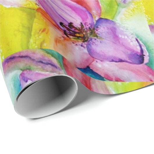 Neon Colored Lily Blume Geschenkpapier (Rolleneckpunkt)
