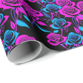 Neon Colored Roses Geschenkpapier (Rolleneckpunkt)